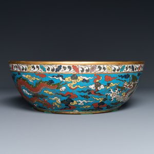 Een Chinese cloisonné 'draken' kom, Wanli merk, 19e eeuw — foto 5