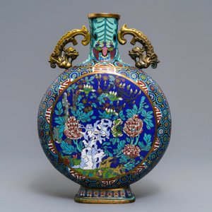 Een Chinese cloisonné moonflask, Qianlong merk, 19/20e eeuw — foto 3