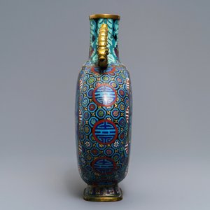 Een Chinese cloisonné moonflask, Qianlong merk, 19/20e eeuw — foto 4
