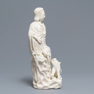 Een Chinese Dehua blanc de Chine groep van Guanyin met een tijger, 18/19e eeuw — foto 5