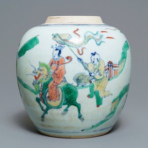 Een Chinese doucai gemberpot, wellicht Kangxi/Yongzheng — foto 1