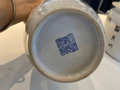 Een Chinese doucai vaas en een qianjiang cai dekselpot, 19/20e eeuw — foto 10