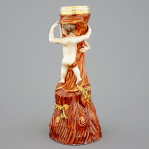 Een Chinese export porseleinen faux bois sokkel voor een fruitschaal, Qianlong, 18e eeuw — foto 2
