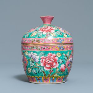 Een Chinese famille rose 'chupu' dekselkom voor de Straits of Peranakan markt, 19e eeuw — foto 3