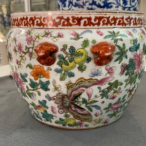 Een Chinese famille rose 'kamcheng' dekselkom met vlinders, 19e eeuw — foto 15