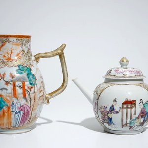 Een Chinese famille rose kan en een theepot met decor van mandarijnen, Qianlong — foto 2