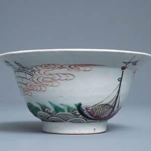 Een Chinese famille rose kom met een driemaster, Yongzheng/Qianlong — foto 4