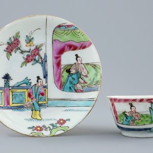 Een Chinese famille rose kop en schotel "De Romance van de Westelijke Kamer", Yongzheng, 1723-1735 — foto 1