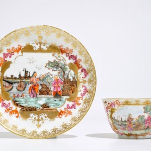 Een Chinese famille rose kop en schotel met decor van "Peter de Grote", Qianlong — foto 1