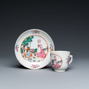 Een Chinese famille rose kop en schotel met Europees decor, Qianlong — foto 2