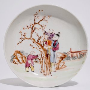 Een Chinese famille rose kop en schotel met mandarijns decor, Qianlong — foto 2