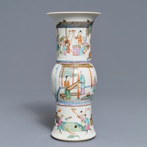 Een Chinese famille rose 'rijstproductie' vaas, Kangxi merk, 19e eeuw — foto 1