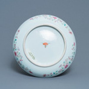 Een Chinese famille rose schotel met kwartels, 19/20e eeuw — foto 2