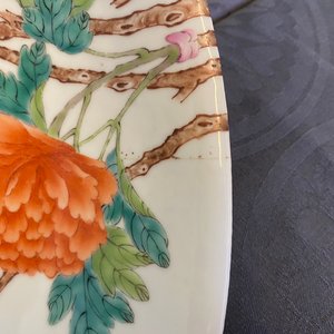 Een Chinese famille rose schotel met pioenrozen, Republiek — foto 5
