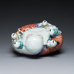 Een Chinese famille rose sculptuur van Boeddha, Zhu Mao Ji Zao 朱茂記造 merk, Republiek — foto 5