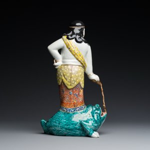 Een Chinese famille rose sculptuur van Liu Hai op de driepotige pad, gesigneerd Huang Yuanxiang 黃源項, 19e eeuw — foto 4
