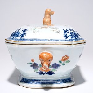 Een Chinese famille rose terrine met onderschotel, Qianlong — foto 5