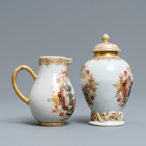 Een Chinese famille rose theebus en een melkkan met Meissen-stijl decor, Qianlong — foto 3