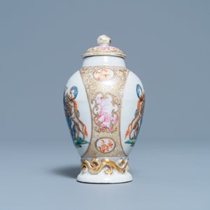 Een Chinese famille rose theebus voor de Belgische markt met het wapen van Van den Cruyce, Qianlong — foto 2