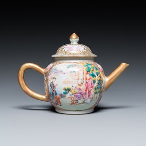 Een Chinese famille rose theepot met mandarijns decor, Qianlong — foto 4