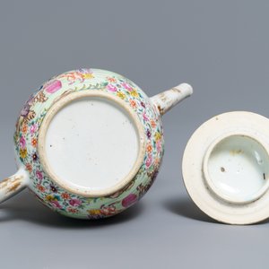Een Chinese famille rose theepot met mandarijns decor, Qianlong — foto 7