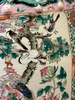 Een Chinese famille rose tuinzit met vogels tussen bloesemtakken, 19e eeuw — foto 10