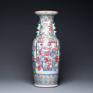 Een Chinese famille rose vaas, 19e eeuw — foto 3