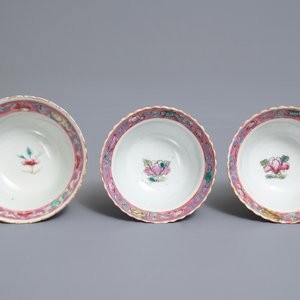 Een Chinese famille rose vaas en drie kommen voor de Straits of Peranakan markt, 19e eeuw — foto 13