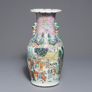 Een Chinese famille rose vaas met fijn decor, 19e eeuw — foto 7