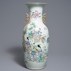 Een Chinese famille rose vaas met tweezijdig decor, 19/20e eeuw — foto 1
