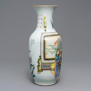 Een Chinese famille rose vaas met tweezijdig decor, 19/20e eeuw — foto 2