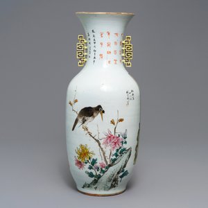Een Chinese famille rose vaas met tweezijdig decor, 19/20e eeuw — foto 3