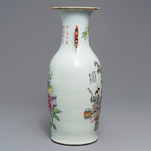 Een Chinese famille rose vaas met tweezijdig decor, 19/20e eeuw — foto 2