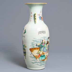 Een Chinese famille rose vaas met tweezijdig decor, 19/20e eeuw — foto 2