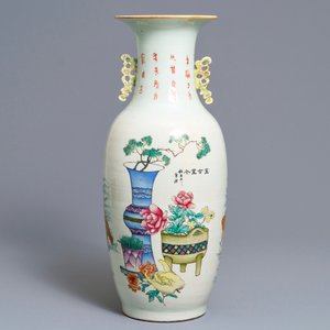 Een Chinese famille rose vaas met tweezijdig decor, 19/20e eeuw — foto 3