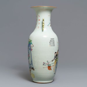 Een Chinese famille rose vaas met tweezijdig decor, 19/20e eeuw — foto 2