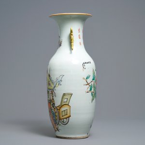 Een Chinese famille rose vaas met tweezijdig decor, 19/20e eeuw — foto 4