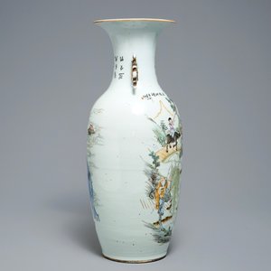 Een Chinese famille rose vaas met tweezijdig decor, 19/20e eeuw — foto 2
