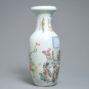 Een Chinese famille rose vaas met tweezijdig decor, 19/20e eeuw — foto 2
