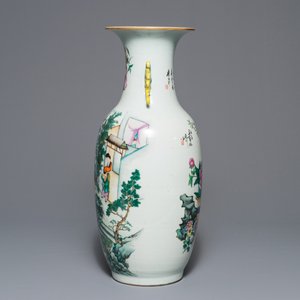 Een Chinese famille rose vaas met tweezijdig decor, 19/20e eeuw — foto 2