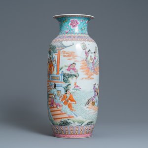 Een Chinese famille rose vaas, Qianlong merk, Republiek — foto 1
