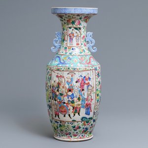 Een Chinese famille rose 'Wu Shuang Pu' vaas, 19e eeuw — foto 1