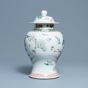 Een Chinese famille verte dekselvaas, Kangxi merk, 19e eeuw — foto 4