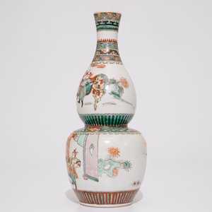 Een Chinese famille verte dubbele gourde vaas, Kangxi merk, 19e eeuw — foto 3