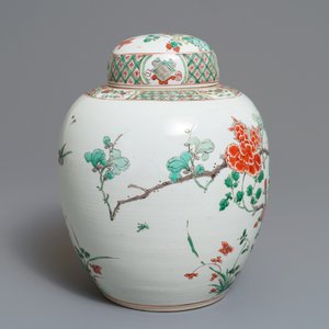 Een Chinese famille verte gemberpot met deksel, Kangxi — foto 2