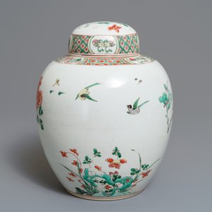 Een Chinese famille verte gemberpot met deksel, Kangxi — foto 3