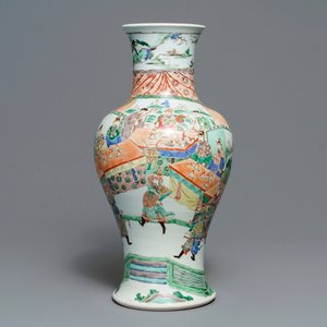 Een Chinese famille verte 'Hong Men Yan' vaas, Kangxi — foto 1