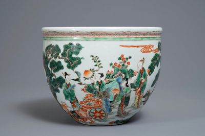Een Chinese famille verte jardinière, 19/20e eeuw