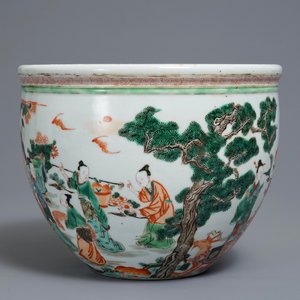 Een Chinese famille verte jardinière, 19/20e eeuw — foto 2