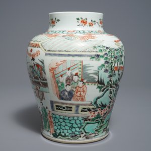 Een Chinese famille verte Kangxi-stijl vaas, 19/20e eeuw — foto 2